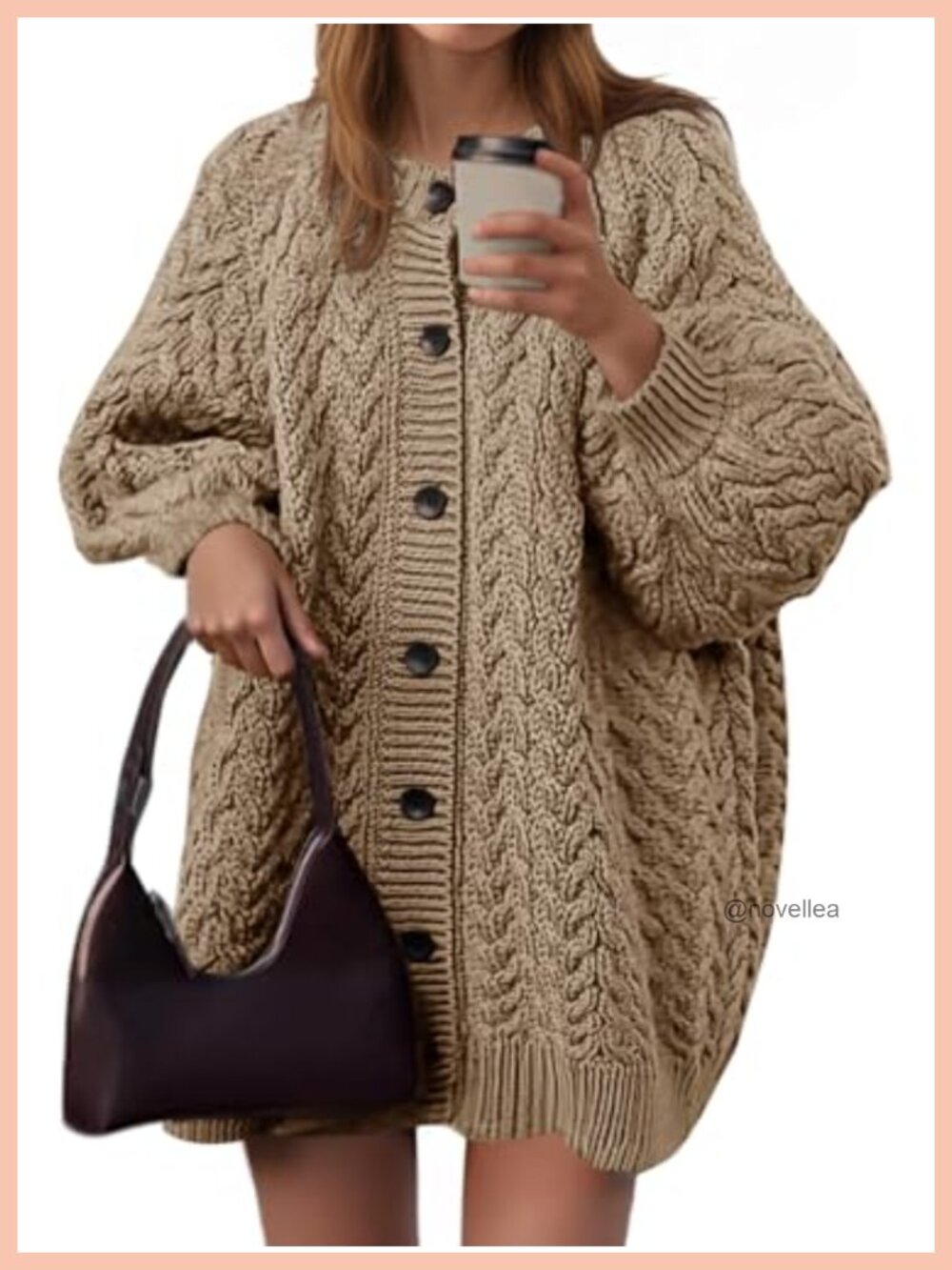 Cable Knit Cardigan Womens Oversized Chunky Button Down Fall Sweater Coat